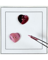 Bouton nacre cœur rose