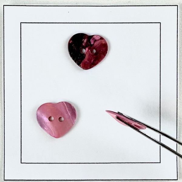 Bouton nacre cœur rose Bouton nacre cœur rose