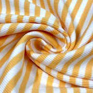 Tissu jersey coton à rayures jaune blanc 80cm Tissu jersey coton à rayures jaune blanc 80cm