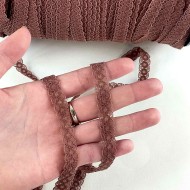 Dentelle Rachel entre-deux polyester marron