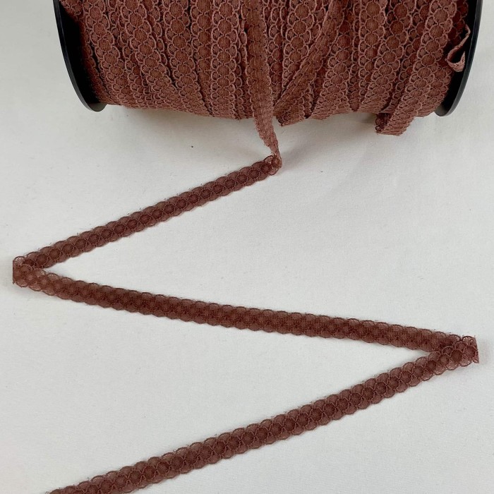 Dentelle Rachel entre-deux polyester marron