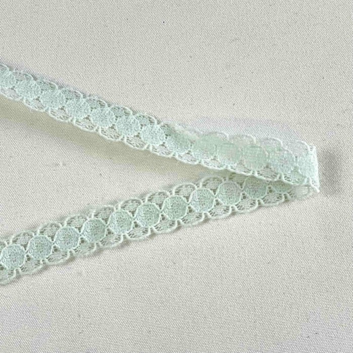 Dentelle Rachel entre-deux polyester menthe pâle
