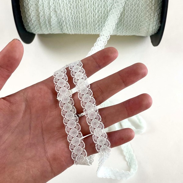 Dentelle Rachel entre-deux polyester menthe pâle Dentelle Rachel entre-deux polyester menthe pâle