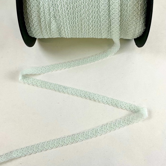 Dentelle Rachel entre-deux polyester menthe pâle