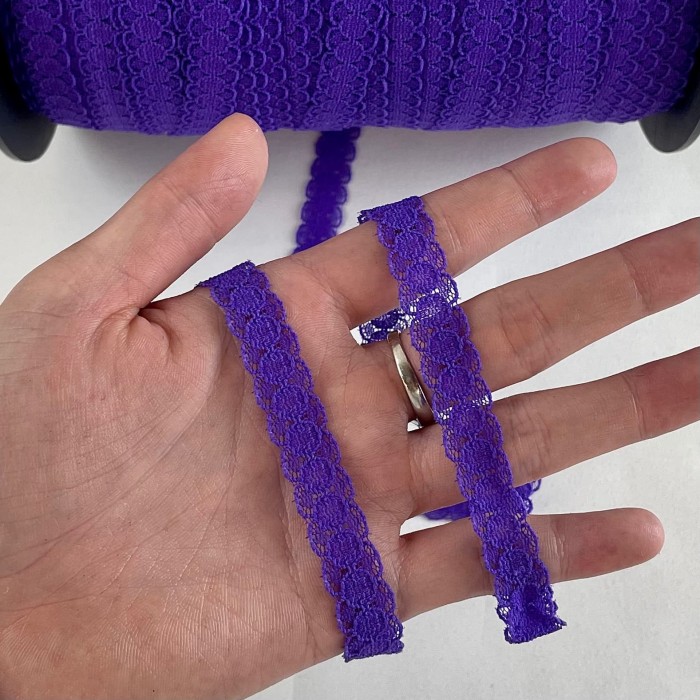 Dentelle Rachel entre-deux polyester violet