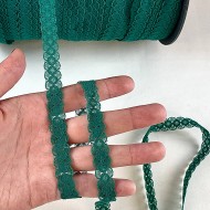 Dentelle Rachel entre-deux polyester émeraude