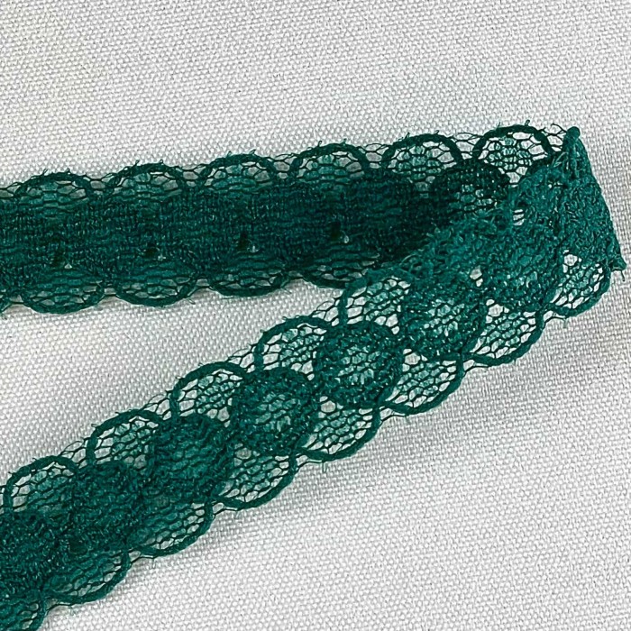 Dentelle Rachel entre-deux polyester émeraude