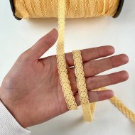 Dentelle Rachel entre-deux polyester jaune poussin