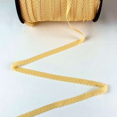 Dentelle Rachel entre-deux polyester jaune poussin Dentelle Rachel entre-deux polyester jaune poussin