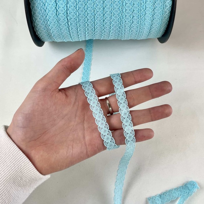 Dentelle Rachel entre-deux polyester turquoise