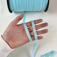 Dentelle Rachel entre-deux polyester turquoise