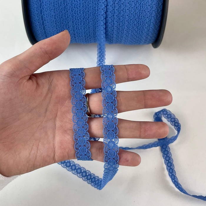 Dentelle Rachel entre-deux polyester bleu