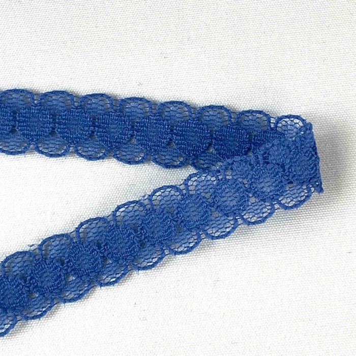 Dentelle Rachel entre-deux polyester bleu