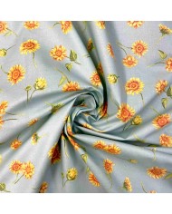 Tissu coton enduit bleue imprimé floral