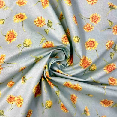 Tissu coton enduit bleue imprimé floral