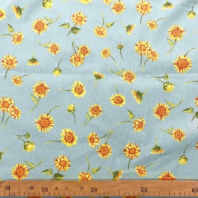 Tissu coton enduit bleue imprimé floral