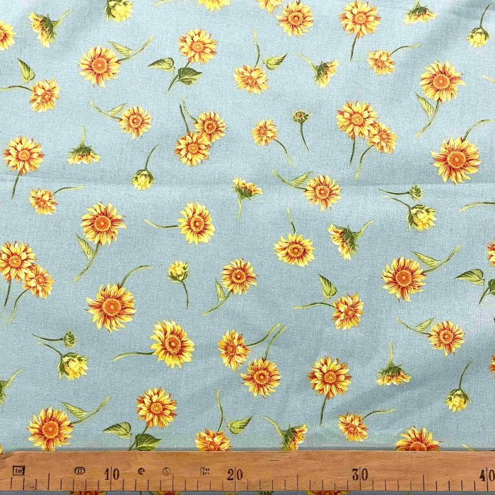 Tissu coton enduit bleue imprimé floral