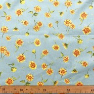 Tissu coton enduit bleue imprimé floral