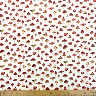 Tissu coton enduit blanche à imprimé champignon