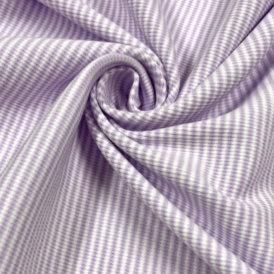 Tissu jersey coton à rayures parme blanc 80cm Tissu jersey coton à rayures parme blanc 80cm