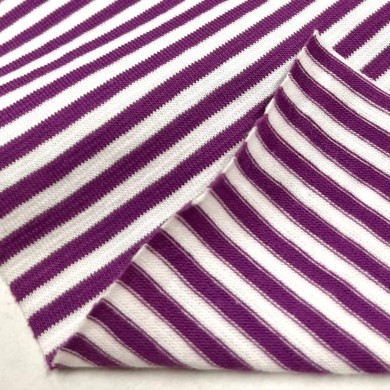 Tissu jersey coton à rayures violet blanc Tissu jersey coton à rayures violet blanc