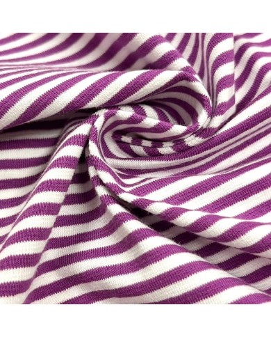 Tissu jersey coton à rayures violet blanc