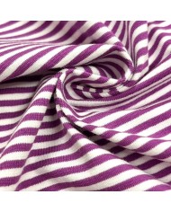 Tissu jersey coton à rayures violet blanc Tissu jersey coton à rayures violet blanc