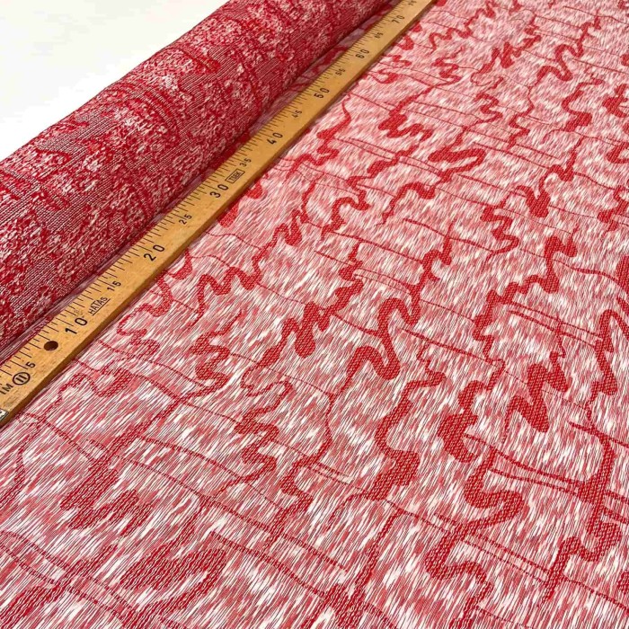 Tissu viscose soie broché rouge - Haute couture Tissu viscose soie broché rouge - Haute couture