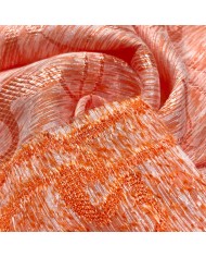 Tissu viscose soie broché orange - Haute couture