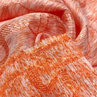 Tissu viscose soie broché orange - Haute couture Tissu viscose soie broché orange - Haute couture