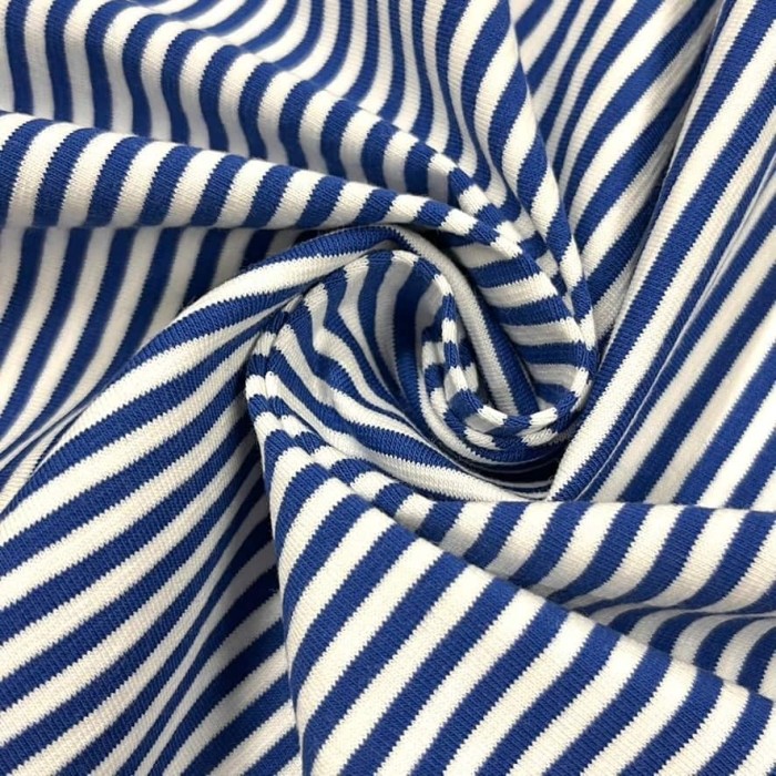 Tissu jersey coton à rayures bleu marine blanc Tissu jersey coton à rayures bleu marine blanc