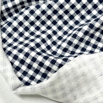 Tissu coton élasthanne carreaux vichy bleu