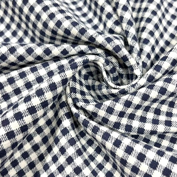 Tissu coton élasthanne carreaux vichy bleu Tissu coton élasthanne carreaux vichy bleu