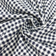 Tissu coton élasthanne carreaux vichy bleu Tissu coton élasthanne carreaux vichy bleu