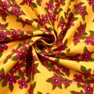 Tissu coton élasthanne fleurs moutard Tissu coton élasthanne fleurs moutard