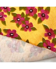 Tissu coton élasthanne fleurs moutard Tissu coton élasthanne fleurs moutard