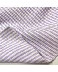 Tissu jersey coton à rayures parme blanc 80cm Tissu jersey coton à rayures parme blanc 80cm