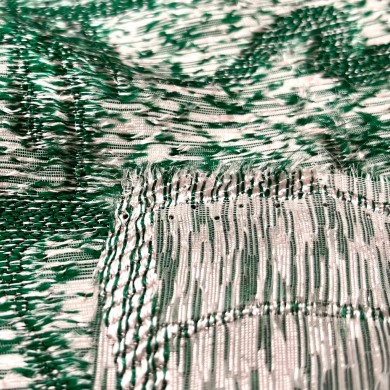 Tissu viscose soie broché vert - Haute couture Tissu viscose soie broché vert - Haute couture
