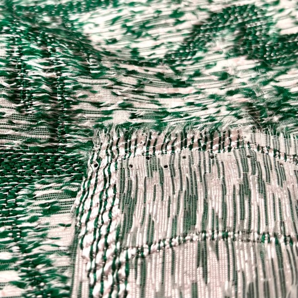 Tissu viscose soie broché vert - Haute couture Tissu viscose soie broché vert - Haute couture