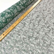 Tissu viscose soie broché vert - Haute couture
