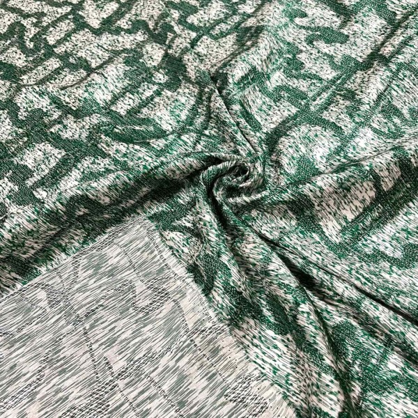 Tissu viscose soie broché vert - Haute couture Tissu viscose soie broché vert - Haute couture