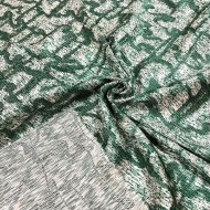 Tissu viscose soie broché vert - Haute couture
