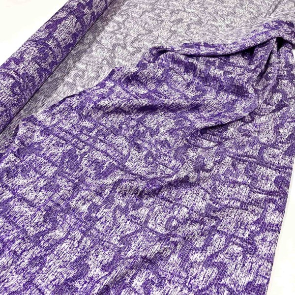 Tissu viscose soie broché violet - Haute couture Tissu viscose soie broché violet - Haute couture