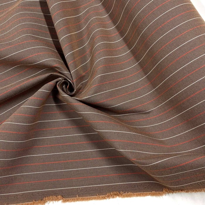 Tissu laine polyester rayures marron Haute couture Tissu laine polyester rayures marron Haute couture