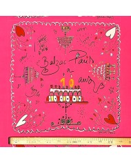 Tissu panneau anniversaire rose vif 55cm*55cm Tissu panneau anniversaire rose vif 55cm*55cm