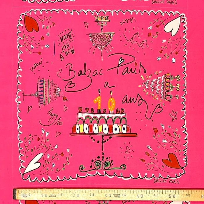 Tissu panneau anniversaire rose vif 55cm*55cm Tissu panneau anniversaire rose vif 55cm*55cm