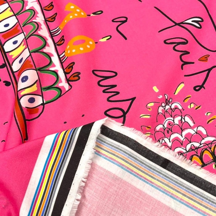 Tissu panneau anniversaire rose vif 55cm*55cm Tissu panneau anniversaire rose vif 55cm*55cm