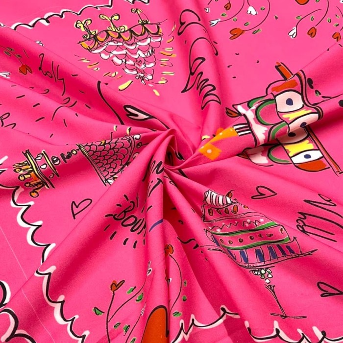 Tissu panneau anniversaire rose vif 55cm*55cm Tissu panneau anniversaire rose vif 55cm*55cm