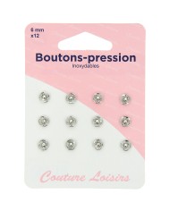 Boutons pression N°6 argenté x12