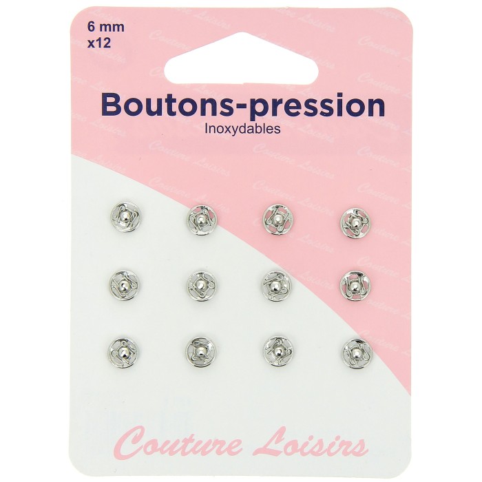 Boutons pression N°6 argenté x12